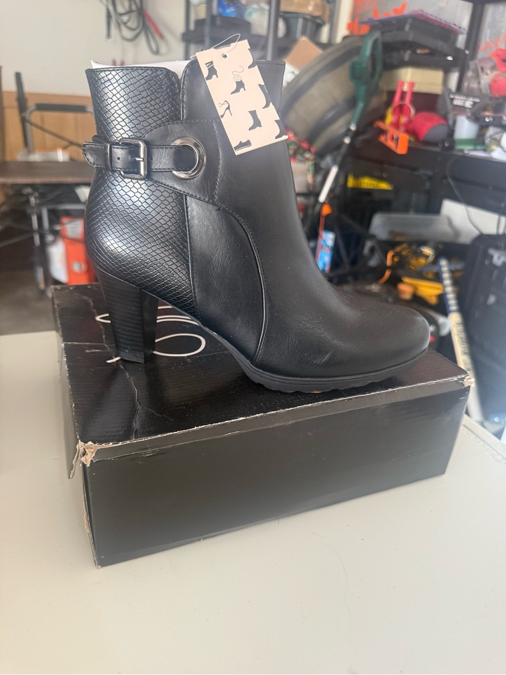 Women's Black Ankle Boot with Buckle Detail